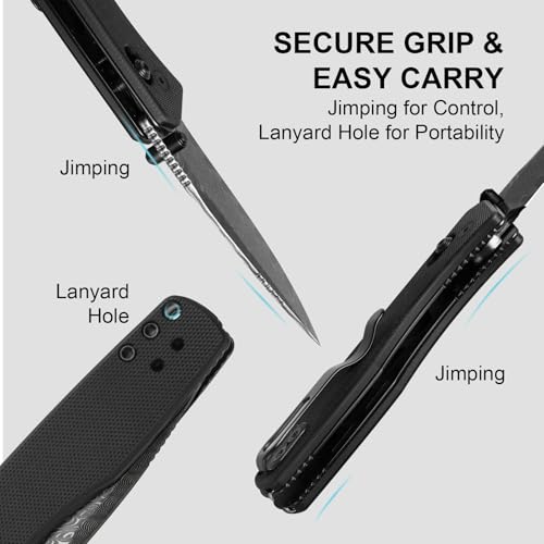 Image of Kizer Aegis EDC Pocket Knife, 2.8 inch Damascus Steel, Black G10 Handle