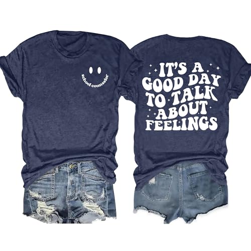 Women's School Counselor Shirt Mental Health Shirts Short Sleeve Mental Health Positive Graphic Tops