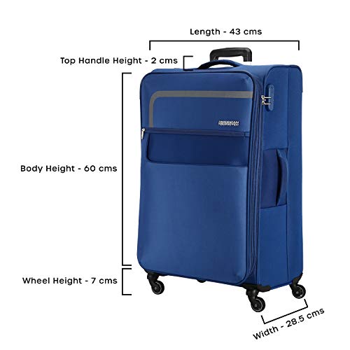 Image of American Tourister Geneva Spinner Polyester 69 Cm Medium Blue Check-in Soft Luggage