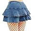 Women's Mini Denim Skirt,2-Ply Ruffle Layers+Fishnet Socks Set,Summer A-Line Pleated Short Jean Skirt with Safety Pants (US, Alpha, Large, Regular, Regular, Blue)