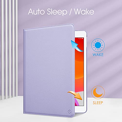 Image of Fintie Rotating Case for iPad 9th Generation (2021) / 8th Generation (2020) / 7th Gen (2019) 10.2 Inch - 360 Degree Rotating Stand Cover with Pencil Holder, Auto Wake Sleep, Lilac Purple