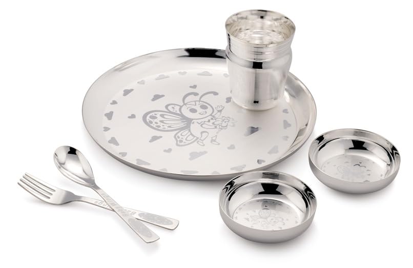 Silverglow BabyWings Baby Dinner Set Silver Plated for Rice Ceremony Annaprashan Sanskar Gift for Boys Girls Kids Birthday Return Festive Home Decorative Gifts Items-image-14