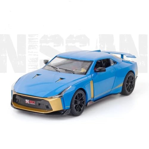 Image of Scale Exclusive Alloy Metal Pull Back | Die-cast Car Model with Sound Light Mini Auto Toy for Kids Metal Model Toy Car with Sound and Light (1.24 Scale -NIS-SAN GT-R50-BLUE)