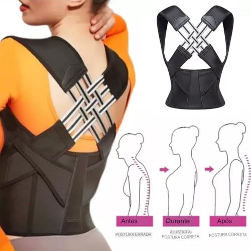 Cinta Ortopédica para Postura e Suporte Lombar Unissex Colete Corretor Postural Coluna Lombar Cervic