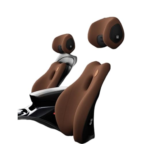 ヘッドレスト 腰クッション 100%低反発素材 &ランバーサポートクッションセット背もたれクッション ネックパッド 腰サポート 頚椎サポート 洗濯可能 通気性 長時間運転に車用品/オフィス/自宅用(グレー) (第5世代 標準ヘッドレスト + ランバーサポー