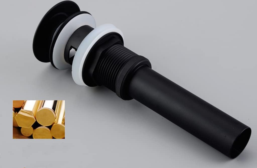 Brass Pop Up Drain with Overflow Vessel Bathroom Sink Drain Lavatory Basin Sink Drain(Matte Black)