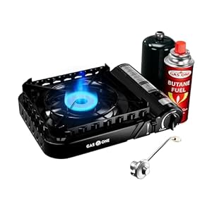 GasOne 15,000 BTU Propane or Butane Stove Dual Fuel Stove Portable Camping Stove – Patented – with Carrying Case Great for Emergency Preparedness Kit