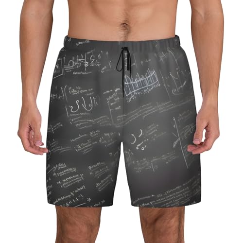 Math Symbols Pattern Print Men Stylish Functionality Swim Trunks Breathable Beach Shorts Surfing Gym Fishing