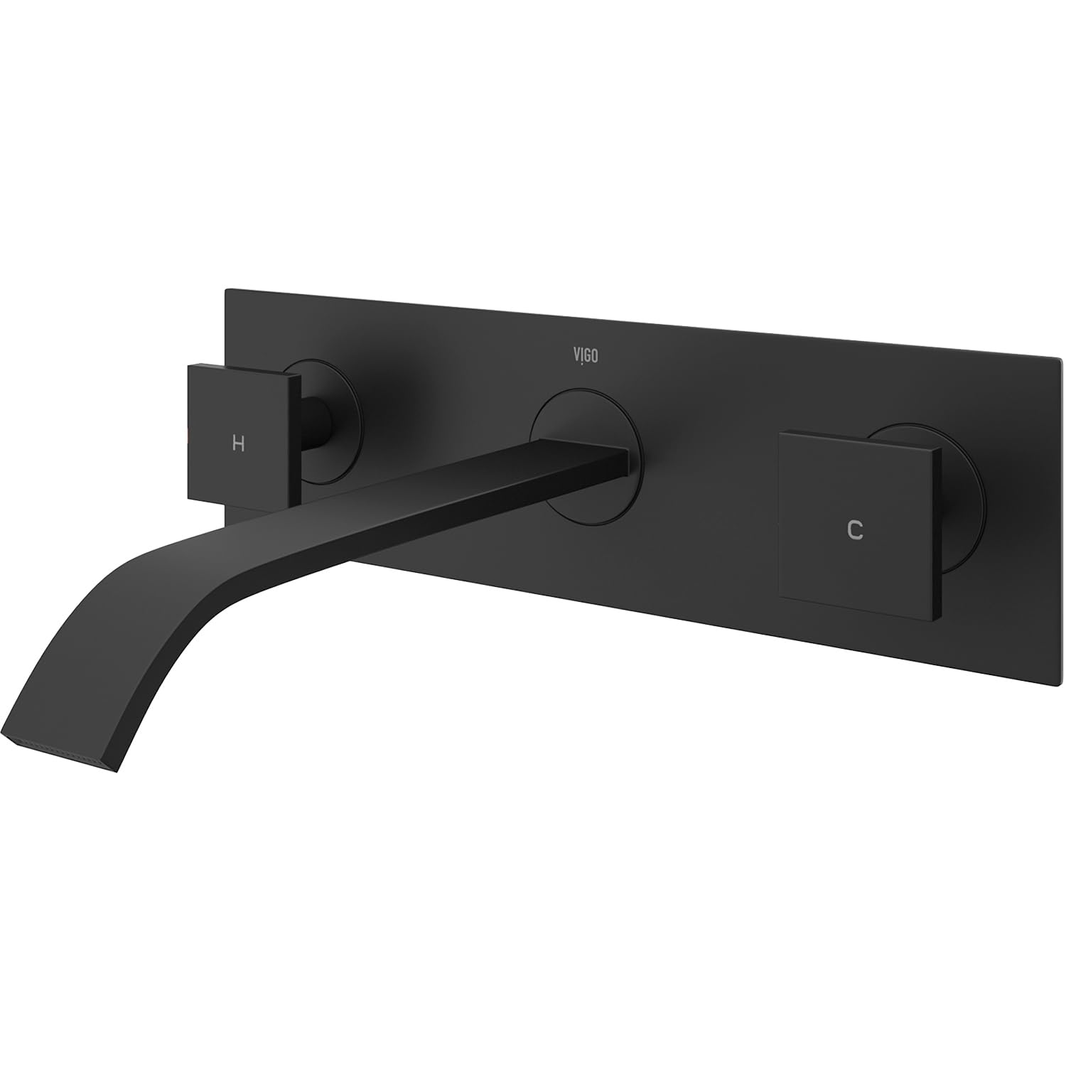 VIGO Titus Two Handle Wall Mount Bathroom Faucet in Matte Black-VG05002MB