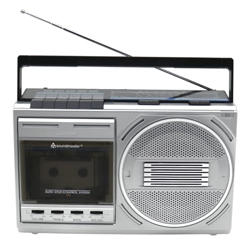 Soundmaster RR20SI Retro Radiokassettenrekorder mit Bluetooth & USB-MP3 Wiedergabe – Vintage Design, UKW/MW/KW Radio, Aufnahmefunktion & kräftiger 3W RMS Sound