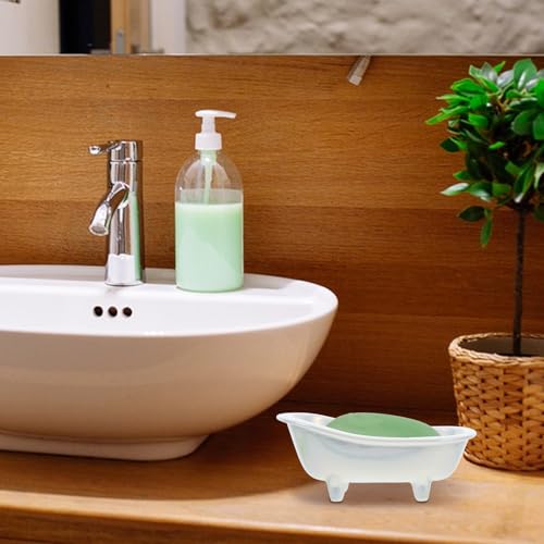 Porte-savonnette céramique auto-drainant mini bac rangement - 7