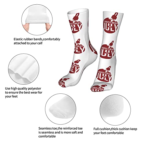Ertquji Christmas July Santa In Beach Pattern Socks Casual Crew Socks For Women's Men Running Sport Work Short Socks Comfort Mid Tube Stockings 16 Inches #TOP7