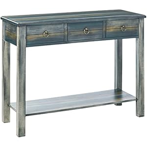 ACME Glancio Console Table - - Antique White & Teal