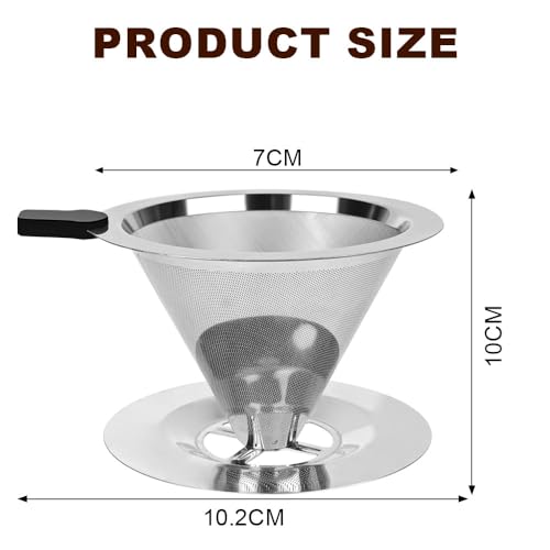 Vicloon Stainless Steel Pour Over Coffee Maker - Reusable Paperless Drip Coffee Filter for Single Cup Brew - Image 2