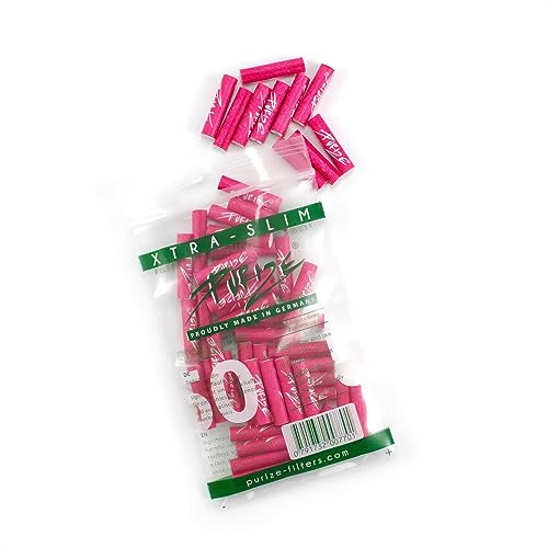 Xtra Slim Filter Tips Bags with Activated Charcoal by Purize (x50)-Pink