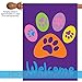 Toland Home Garden 102669 Welcome Paws- Purple Paw Print Flag 28x40 Inch Double Sided Paw Print Garden Flag for Outdoor House Cat Dog Flag Yard Decoration