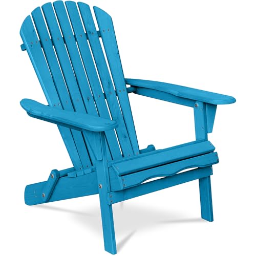 Iconik Interior Chaise d'extérieur en Bois avec accoudoirs - Chaise de Jardin Adirondack - Adirondack Turquoise