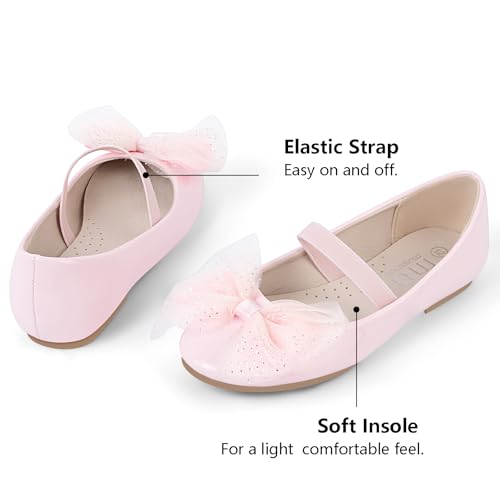 MUSSHOE Toddler Girl Dress Shoes: Flower Girl Shoes - Elastic Strap Flora Mary Jane Ballet Flats for Little Girls 1-8 Years Formal Dressy Party Wedding4