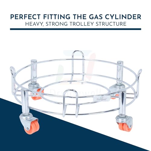 Image of (BHAGWATI) Strong and Heavy Premium Stainless Steel LPG Gas Cylinder Trolley with Heavy Duty Wheels for Home (1pc)