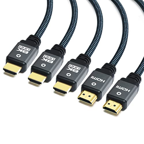 Yauhody HDMI Official Certified HDMI 2.1 Cable 2m 3pack High Speed 8K HDMI eARC Cable 8K60Hz 4K240Hz 144Hz 120Hz ARC eARC 3D Dolby VRR Dynamic HDR Compatible with PS5 PS4 Soundbar TV MacBook(2M)