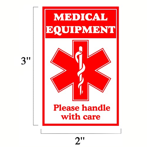 Medical Alert Equipment Luggage Tag Stickers 2X3 Inch Handle With Care Labels For Medical Supplies (8 Pack) #TOP1