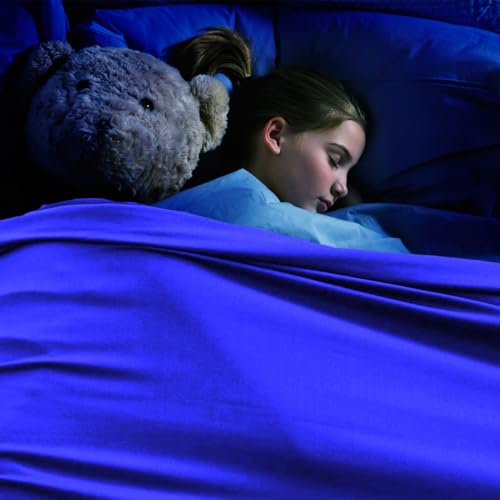 Image of Ntomtuex Sensory Bed Sheet for Compression Reduced Pressure Weighted Blanket to Keep Nice Sleeping Comfortable with Light Breathable Polyester Material, Blue,63 inchx60 inch