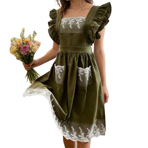 Tablier de cuisine anti tache coton respirant vintage pour femme