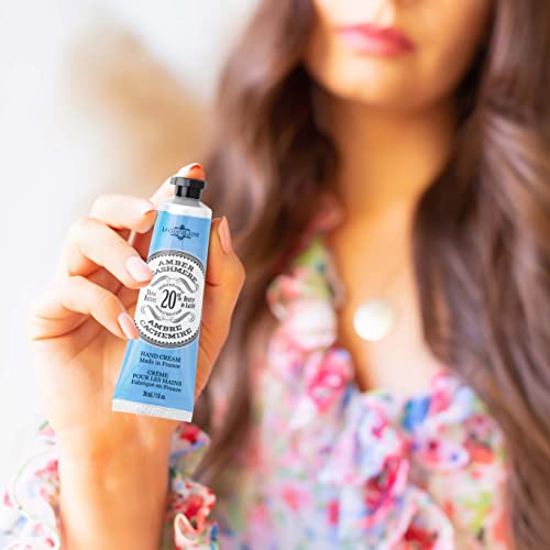 La Chatelaine Hand Cream Azure Trio Tin Gift Set | Mother's Day Gift | Ready-To-Give Decorative Tin | 3 X 1 Fl. Oz | Plant-Based | Made In France With 20% Organic Shea Butter & Organic Argan Oil (Pear, Cinnamon Orange, & Amber Cashmere) #TOP3