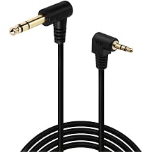 1/8" to 1/4" TRS Stereo 3.5mm to 6.35mm Male to Male Guitar Audio Cable Gold-Plated Dual 90Right Angle,1.8m/6ft Compatible with Keyboards,Pianos,Amps,Mixers,Speakers,Home Theater,Recorders