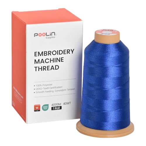 Image of Poolin Polyester Machine Embroidery Thread 4000M 40WT Cobalt Blue 0299 | Smooth Feeding with Stable Tension for Clean, Consistent Stitching on Home and Commercial Embroidery Machines