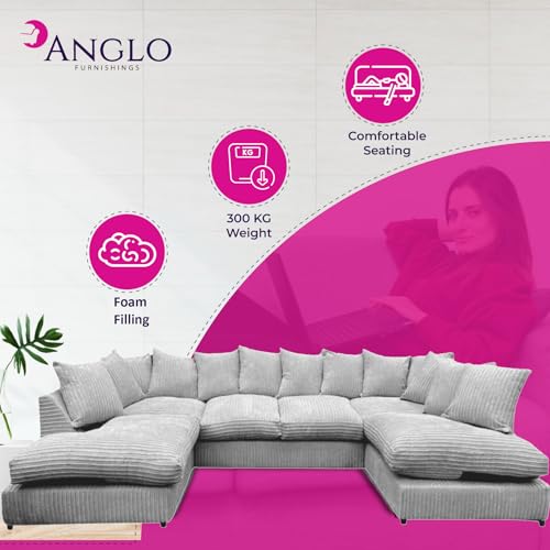 U Shaped Cord Sofa - Back Cushion Sofa with Memory Foam Seating & Removable Covers - Versatile for Living Room, Bedroom, Office - Image 5