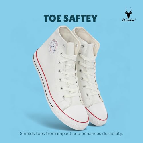 Image of Hirolas Men's Vulcanized Canvas Rubber Toe High Ankle Skateboard Sneakers Shoes.