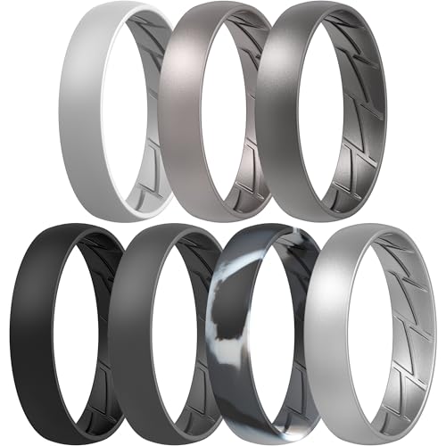 Image of ThunderFit Silicone Rings for Him and Her, Rubber Engagement Bands Unisex - 1 /4 /5 /7 /8 Variety Multipack