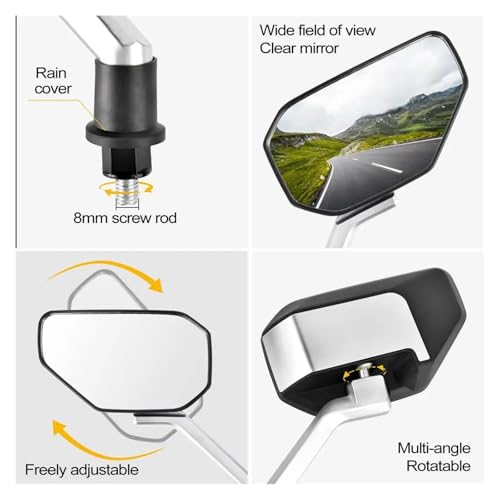 Espejo retrovisor de 8mm para minimoto y motocicleta con ajuste regulable 6
