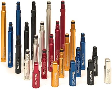 NeoPRO Presta Valve Extension Extender with CNC Cap and Core Kit (Pack of 2) Available Lengths 20,30,40,60 mm - 5 Colors (Red, 20mm)