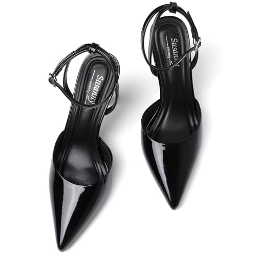 Image of Susanny Heels for Women Stiletto Closed Pointed Toe Backless Dress Shoes High Heels Sexy Kitten Pumps Wedding Guest Party Dance Prom Dressy Comfort Shoes