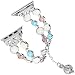 Tomazon Compatible Apple Watch Band Series 4/3/2/1 38mm 40mm, Unique Handmade Luminous Pearl Adjustable iWatch Bracelet Metal Link Wristband with Perfume Storage Pendant for Women Girl - White