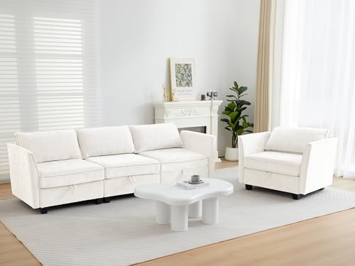 Image of ORRD 2 Piece Modular Sectional Sofa Set, Convertible Couch with Storage, Sofa Modular for Living Room, Office (Beige)