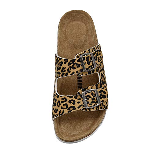 Cushionaire Women's Lane Cork Footbed Sandal With +Comfort Leopard, 6W #TOP5