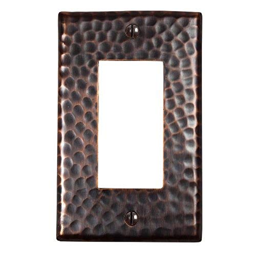 The Copper Factory CF121AN Solid Hammered Copper Single GFCI Plate, Antique Copper Finish
