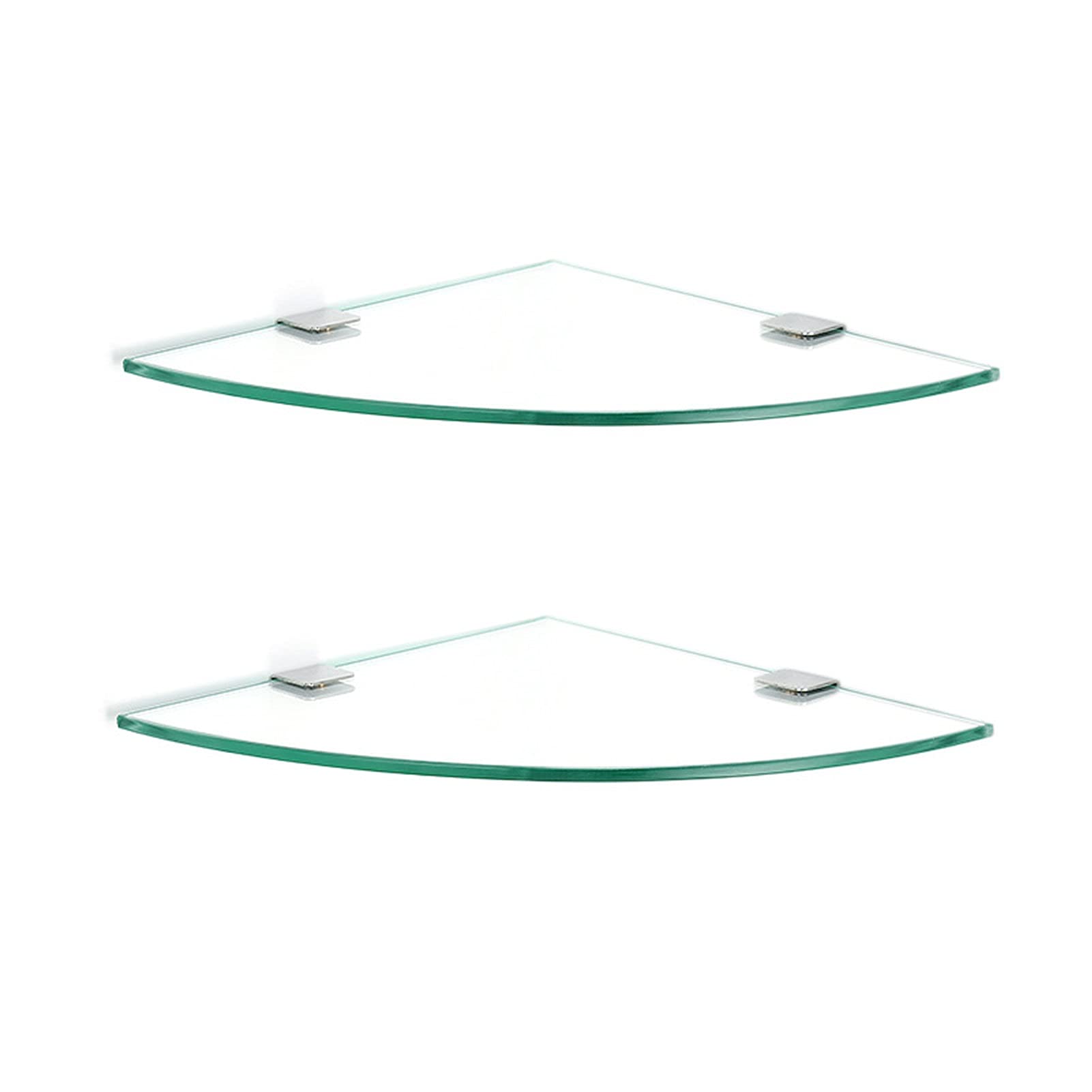 Estante de esquina de cristal organizador de baño con soportes de metal pulido, pequeño estante triangular de vidrio templado para almacenamiento de baño (30 cm)
