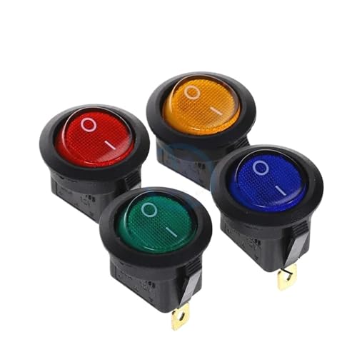 Interruptor LED redondo SPST con iluminación amarilla para control fácil en tablero 2
