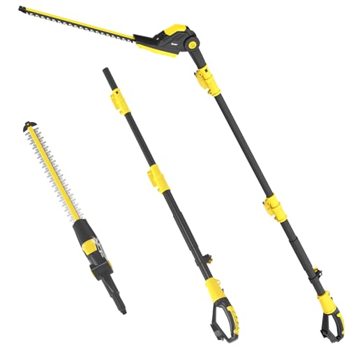Pole Hedge Trimmer Cordless Compatible with Dewalt 20V Max Battery, 16' Dual-Action Blade Electric Hedge Trimmer with 8ft Reach Extension Pole, Electric Bush Trimmer for Tree Shrub Pruning (Tool Only)