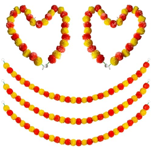 Guirlande fleurs de souci artificielles pour décoration Diwali chaleureuse - 2