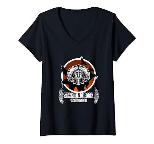 Mujer Camiseta Standing Rock Water is Life No DAPL All Life Camiseta Cuello V