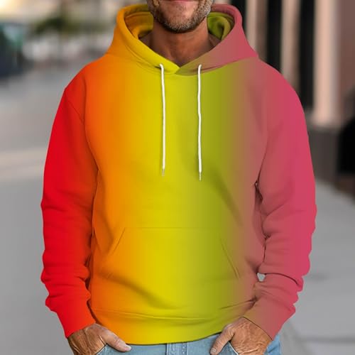 Novelty Gradient Fleece Hoodies Men Classic Fall Winter Drawstring Hooded Sweatshirts Loose Fashion Hoodies Outerwear2
