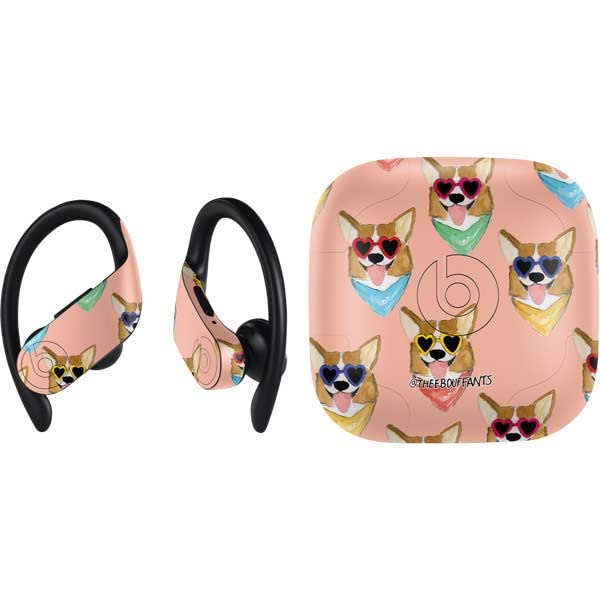Skinit Decal Audio Skin Compatible with PowerBeats Pro - Officially Licensed Bouffants and Broken Hearts Corgi Love Design