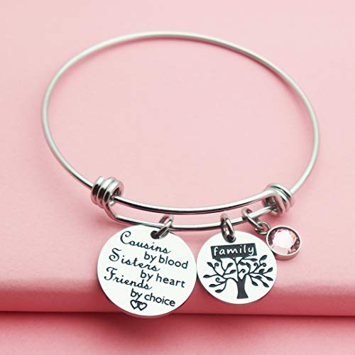 Ankiyabe Cousins Gifts Expandable Bracelet Cousin Quotes Bangle with Family Tree Charm3