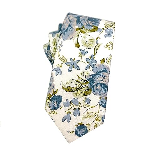 Image of Mantieqingway Men's Cotton Floral Neck Tie 2.56'' Printed Skinny Tie