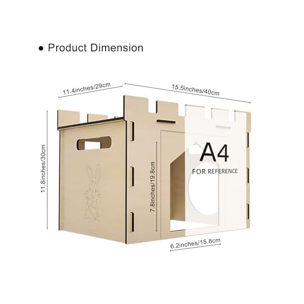 HIIMALEX Large Sturdy Bunny House with Spacious Balcony Hidey Detachable Playhouse for Rabbit Hideout Castle Tower Toys for Indoor Bunnies Guinea Pig Hamster Chinchilla Gerbil